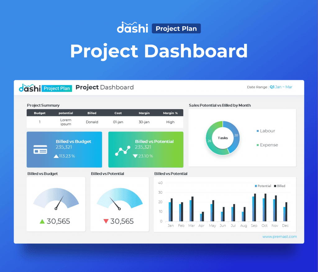 dashi Project Plan Dashboard Report Presentation