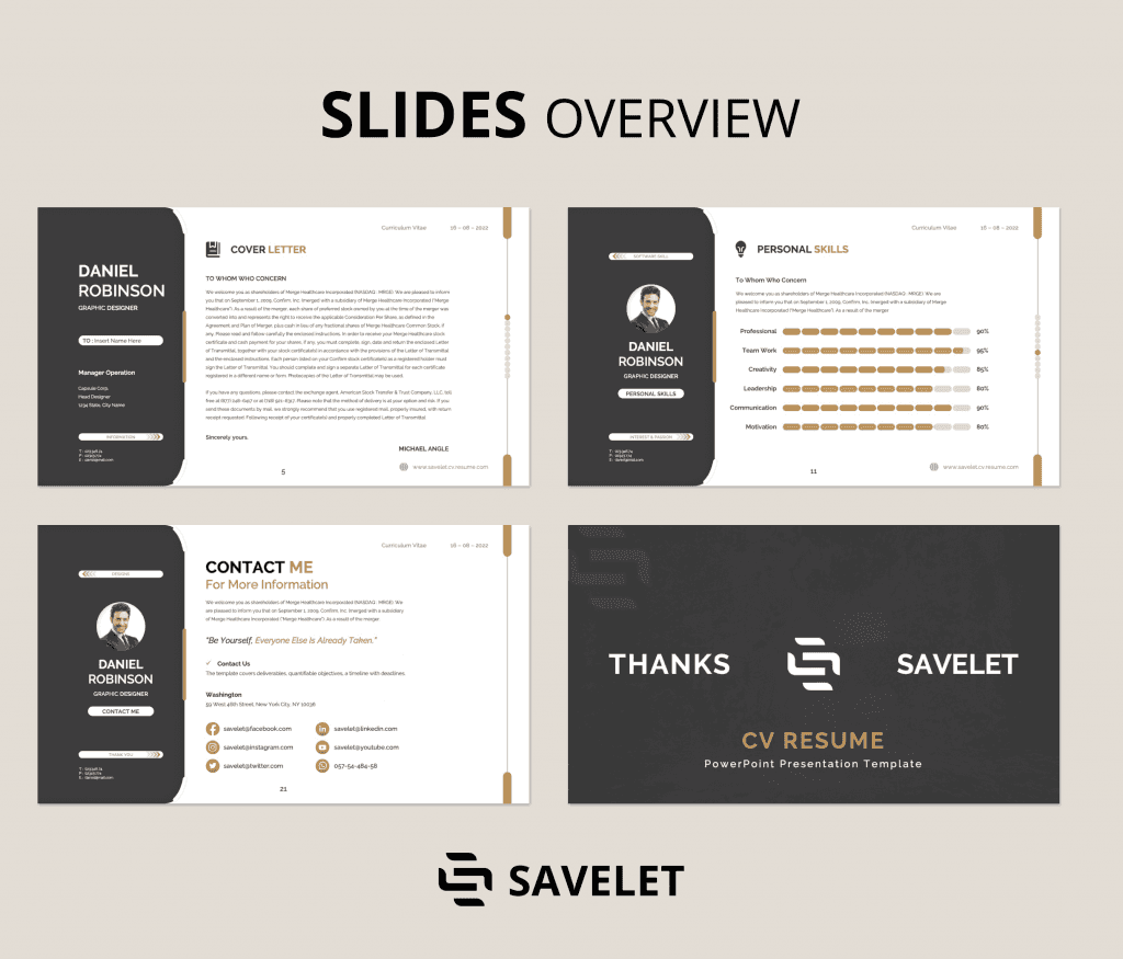 Savelet - CV Resume PowerPoint Presentation Template