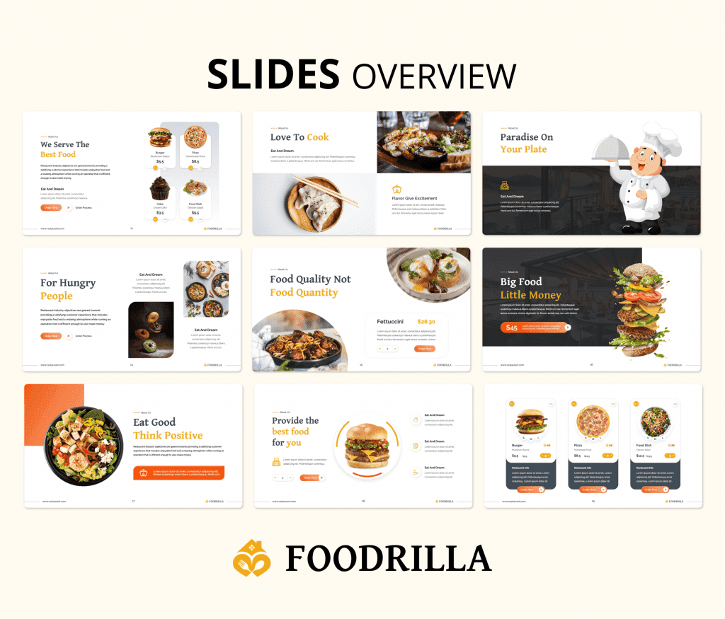 Foodrilla – Food Restaurant PowerPoint Presentation Template